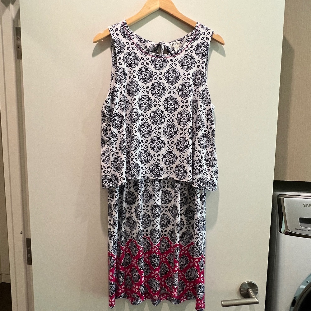 Hatley RobertaTank Dress, invisible waist, size medium (8-10) blue white pink